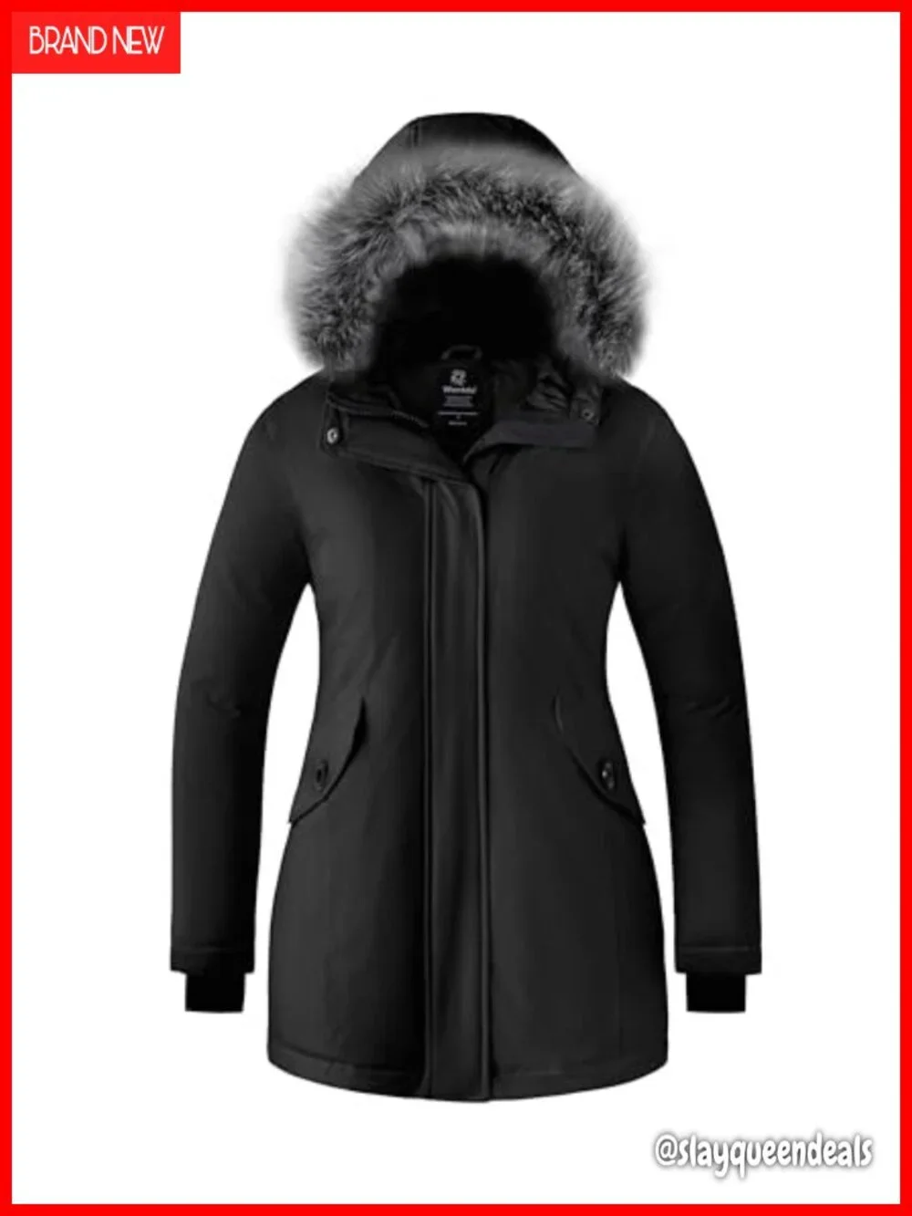 Waterproof Puffer Parka with Detachable Fur Hood - Winter Coat